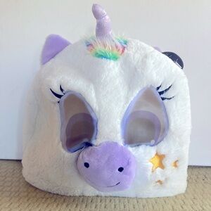 NWT Giant Plush Unicorn Mask white with purple and rainbow accents